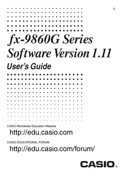 Casio FX-9860G Series Graphing Calculator User's Guide - cover page