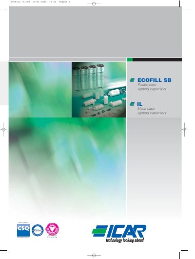 ICAR SB IL KB L Series Lighting Capacitors Technical Data Sheet - cover page