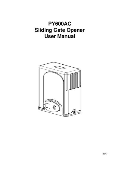 PY PY600AC Sliding Gate Opener User Manual - cover page
