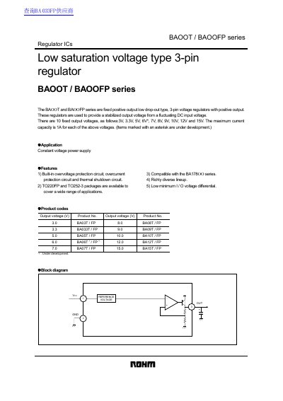 BAOOT/BAOOFP Series Voltage Regulator IC Datasheet - cover page