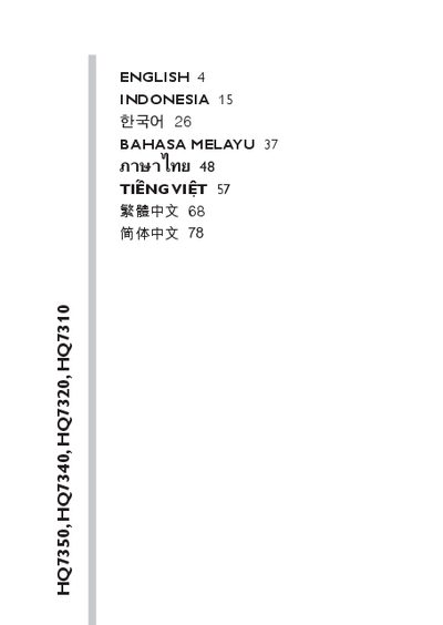 Philips HQ7350/HQ7340/HQ7320/HQ7310 Shaver User Manual - cover page