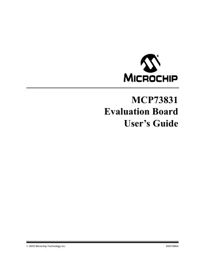 Microchip MCP73831 Evaluation Board User Guide - cover page