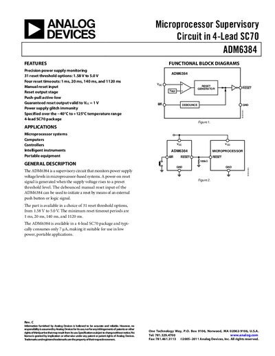 Analog Devices ADM6384 Datasheet - cover page