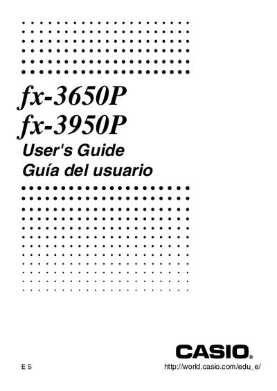 Casio fx-3650P / fx-3950P Scientific Calculator User's Guide - cover page