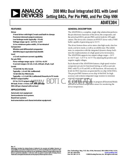 Analog Devices ADATE304 Datasheet - cover page