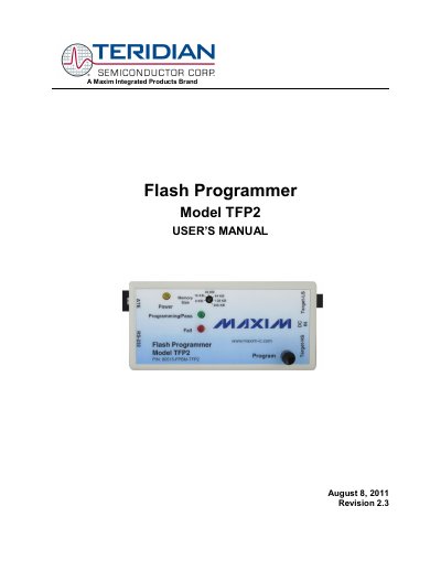 Maxim Integrated TFP2 Flash Programmer User Manual - cover page