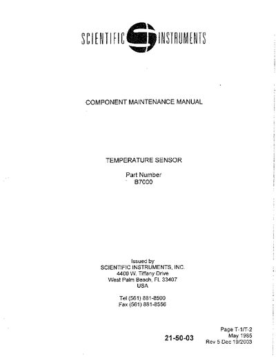 SCIENTIFIC INSTRUMENTS B7000CMM(2)_Component service manual - cover page