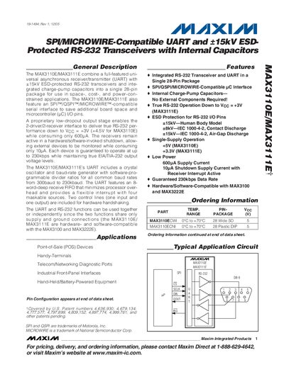 Maxim MAX3110E/MAX3111E Datasheet - cover page