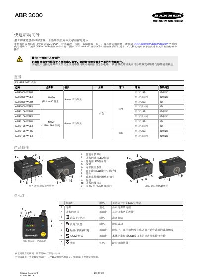 Banner ABR 3000 Barcode Reader User Manual - cover page