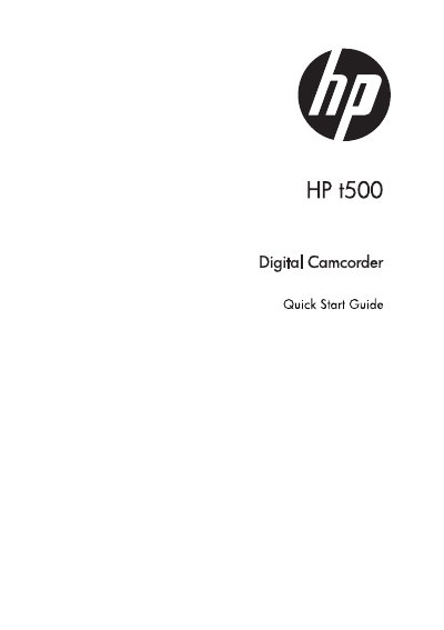 HP T500 Digital Camcorder Quick Start Guide - cover page