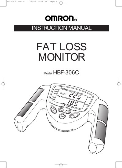 Omron HBF-306C Fat Loss Monitor Instruction Manual - cover page