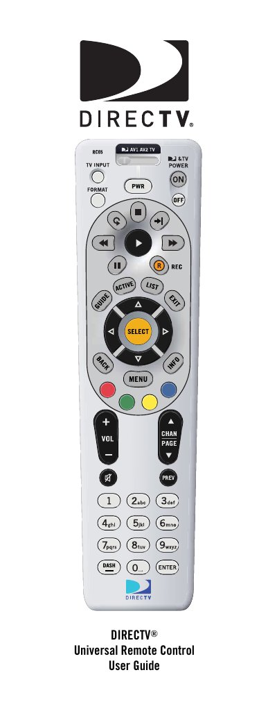 DIRECTV Universal Remote Control User Guide - cover page