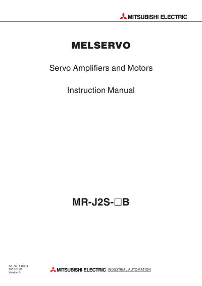 MELSERVO MR-J2S- /L50132B Servo Amplifier and Motor Instruction Manual - cover page