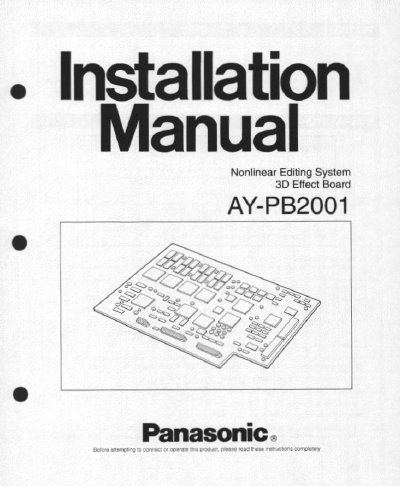 Panasonic AY-PB2001 Nonlinear Editing System Installation Manual - cover page