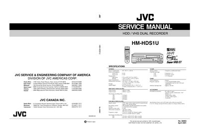 JVC HM-HDS1U HDD/VHS Dual Recorder Service Manual - cover page