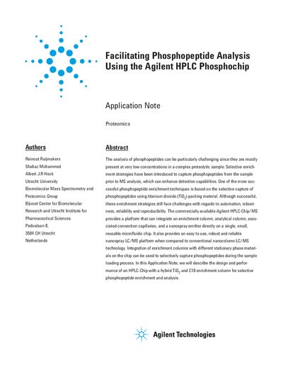 Agilent Phosphochip Application Note for Phosphopeptide Analysis - cover page