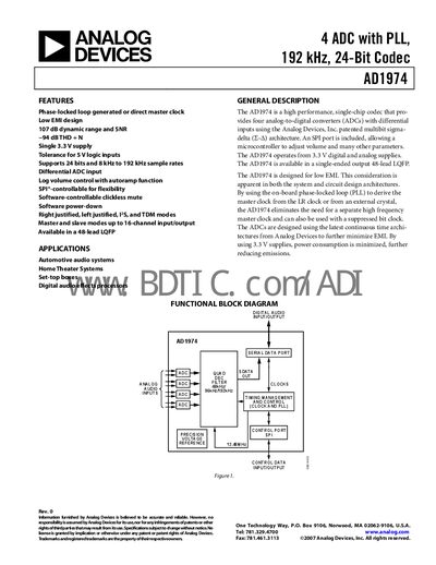 Analog Devices AD1974 Datasheet - cover page
