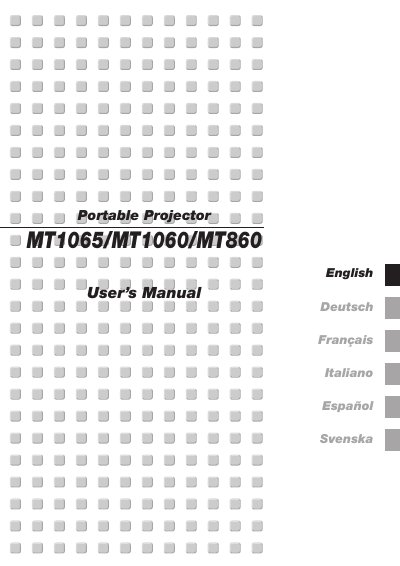 NEC MT1065/MT1060/MT860 Projector User's Manual - cover page