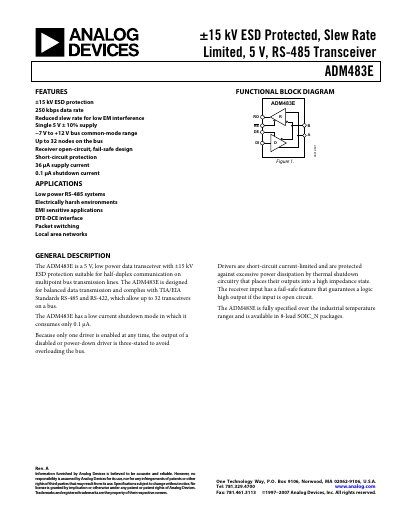 Analog Devices ADM483E Product Handbook Rev A - cover page