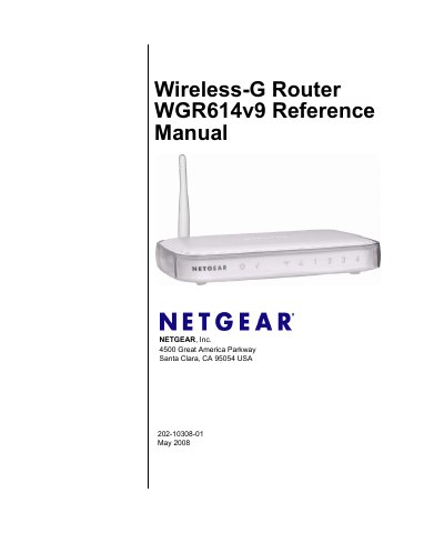 NETGEAR WGR614v9 Wireless-G Router Reference Manual - cover page