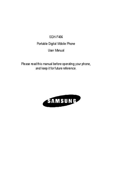 Samsung SGH-F406 Portable Digital Mobile Phone User Manual - cover page