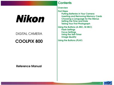 Nikon COOLPIX 800 Reference Manual - cover page