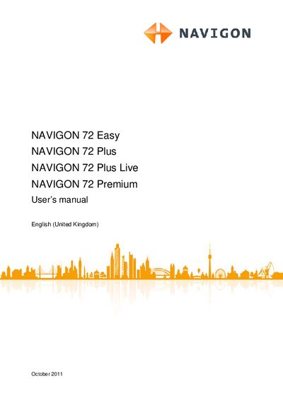 Navigon 72 Easy/Plus/Plus Live/Premium User Manual - cover page