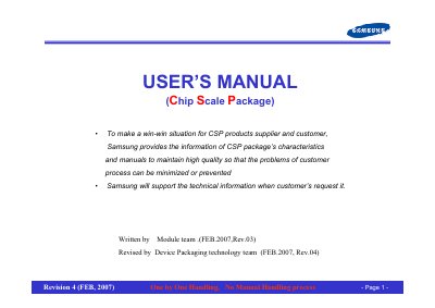 Samsung CSP Chip Scale Package User Manual - cover page