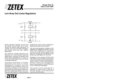 ZETEX Low Drop Out Linear Regulators Design Note - cover page