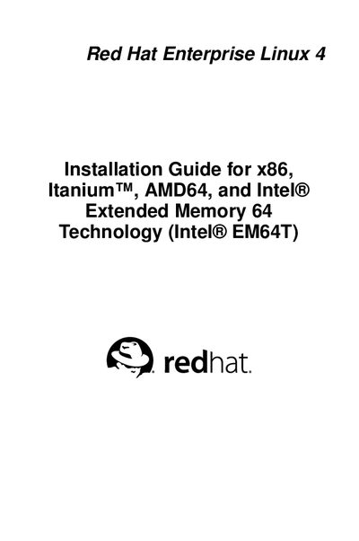Red Hat x86 Itanium AMD64 Intel Extended Memory 64 Technology Installation Guide  - cover page