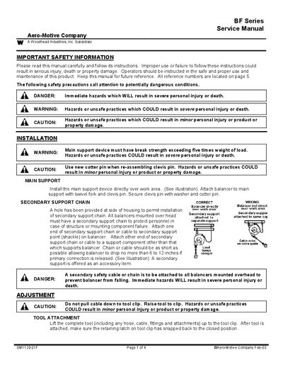 Aero-Motive BF Series Service Manual - cover page