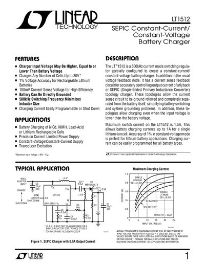 Linear Technology LT1512 Datasheet - cover page