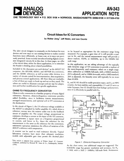 Analog Devices AN-343 Application Note Circuit Ideas for IC Converters - cover page