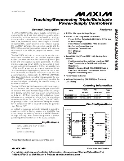 Maxim MAX1964/MAX1965 Power Supply Controller Datasheet - cover page