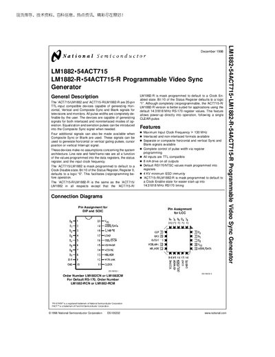 National LM1882-54ACT715 LM1882-R-54ACT715-R DATA SHEET(1)(1)