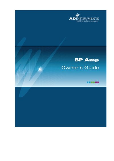 ADInstruments ML117 BP Amp Owner's Guide - cover page