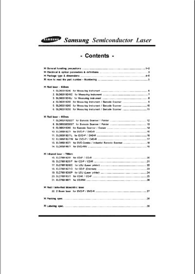Samsung SLD63518240 Semiconductor Laser Datasheet