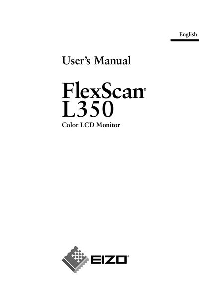EIZO FlexScan L350 Color LCD Monitor User Manual - cover page