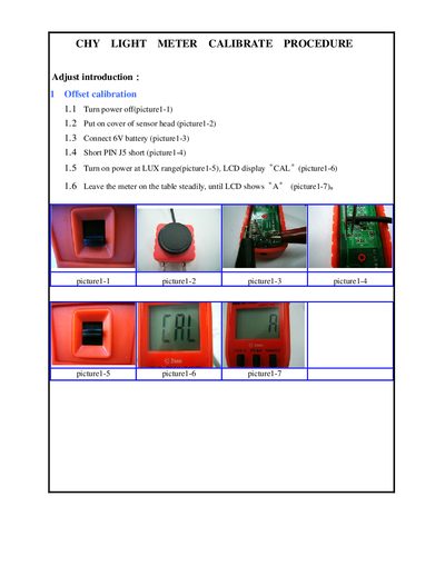 61-681 Digital Light Meter Calibration Manual - cover page