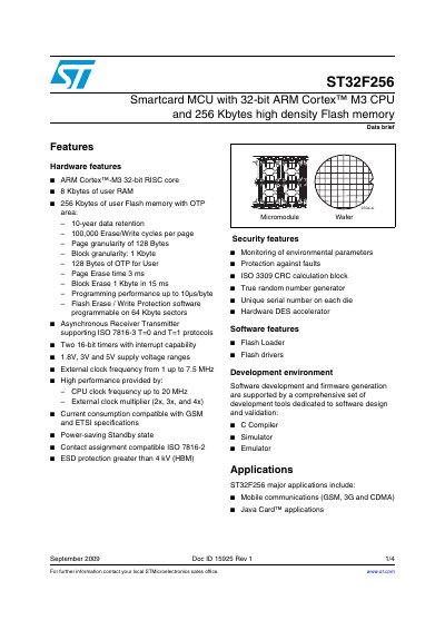 ST32F256 Smartcard MCU Data Sheet