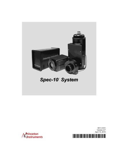 Princeton Instruments Spec-10 System Manual - cover page