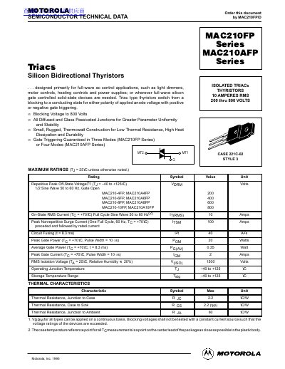 MOTOROLA MAC210FP Series/MAC210AFP Series Manual - cover page