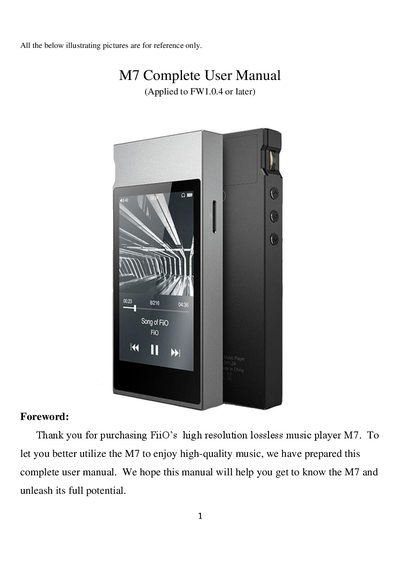 FiiO M7 Complete User Manual - cover page