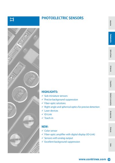 Contrinex Photoelectric Sensors Series Catalog - cover page