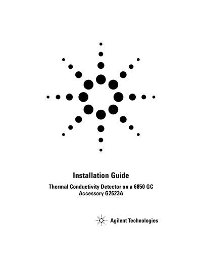 Agilent G2623A Thermal Conductivity Detector Installation Guide for Agilent 6850 GC - cover page