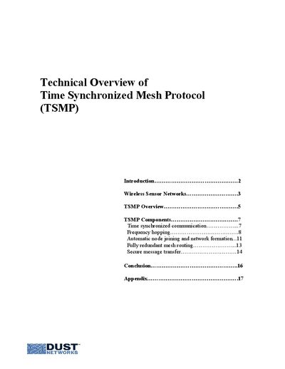 Dust Networks Time Synchronized Mesh Protocol (TSMP) Technical Overview - cover page