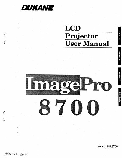Dukane Model 28A8700 LCD Projector User Manual - cover page