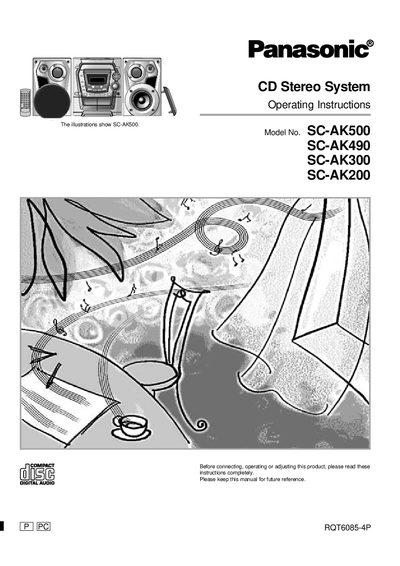 Panasonic SC-AK500/SC-AK490/SC-AK300/SC-AK200 CD Stereo System Operating Instructions - cover page