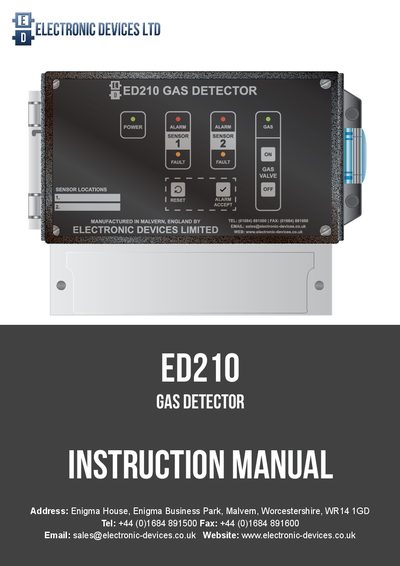 Electronic Devices ED210 Gas Detector Instruction Manual - cover page