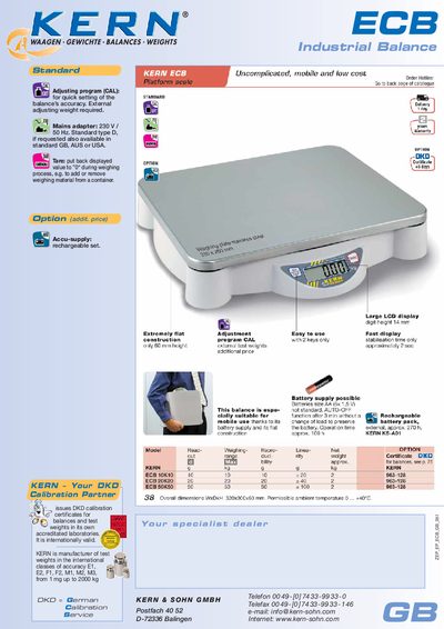 Kern ECB Series Product Leaflet - cover page
